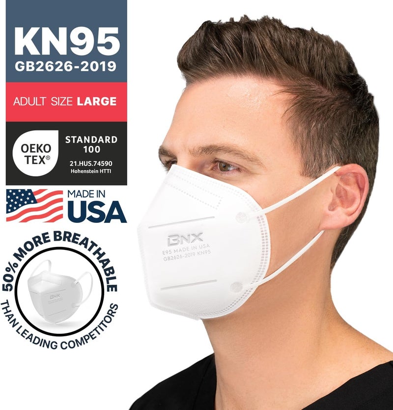 AccuMed BNX KN95 Face Masks Made in USA (Adult Large, Adult Medium, Kids Small) (Earloop) (Model: E95/E95M/E95S) - Image 2